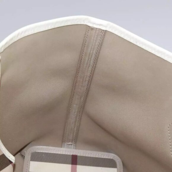 BURBERRY Nova Check Tote Bag PVC Leather Beige Auth 106619 - Picture 12 of 16